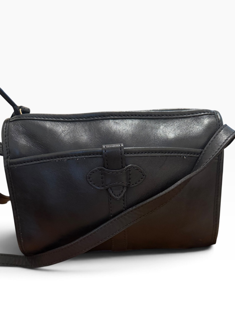 Vintage Liz Claiborne Black Leather Messenger Crossbody Bag